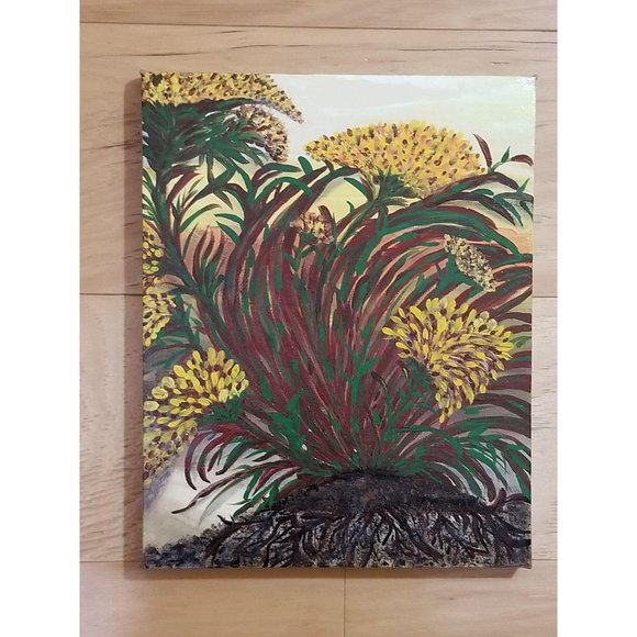 Acrylic Painting Signed Plants Flowers Nature - Picture 3 of 8